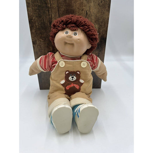 1983 Cabbage Patch Kids Brown Eyes & Hair Boy Doll KT Factory Teddy bear Outfit Toy