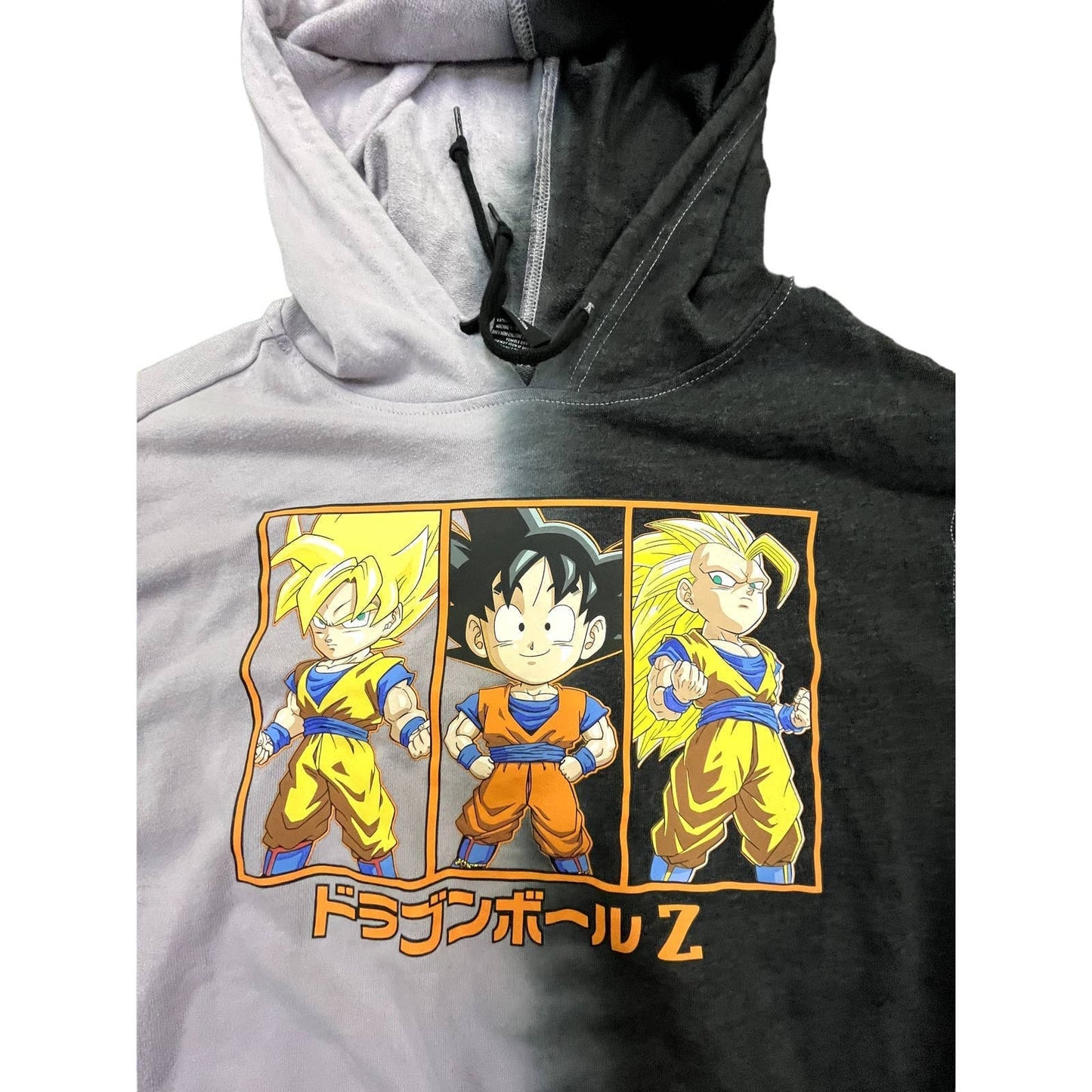 Dragon Ball Z Hoodie Pullover Charcoal Gray/Black cotton Blend Large