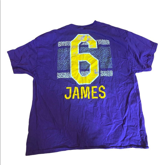 Lebron James Los Angeles Lakers distressed T-shirt/Jersey shirt size XL