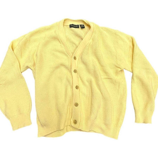 Y2K Hill & Archer 100% Cotton Heavy duty yellow cardigan sweater Large