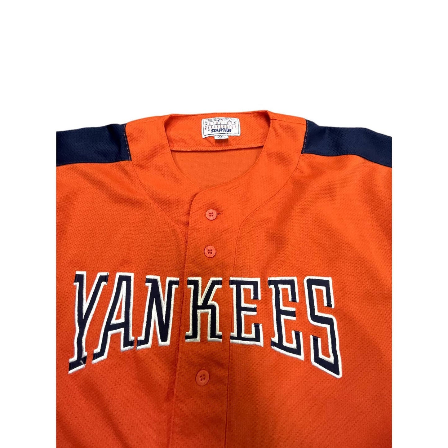 90s New York Yankees Orange STARTER Jersey SX 2XL Unisex Button Up MLB