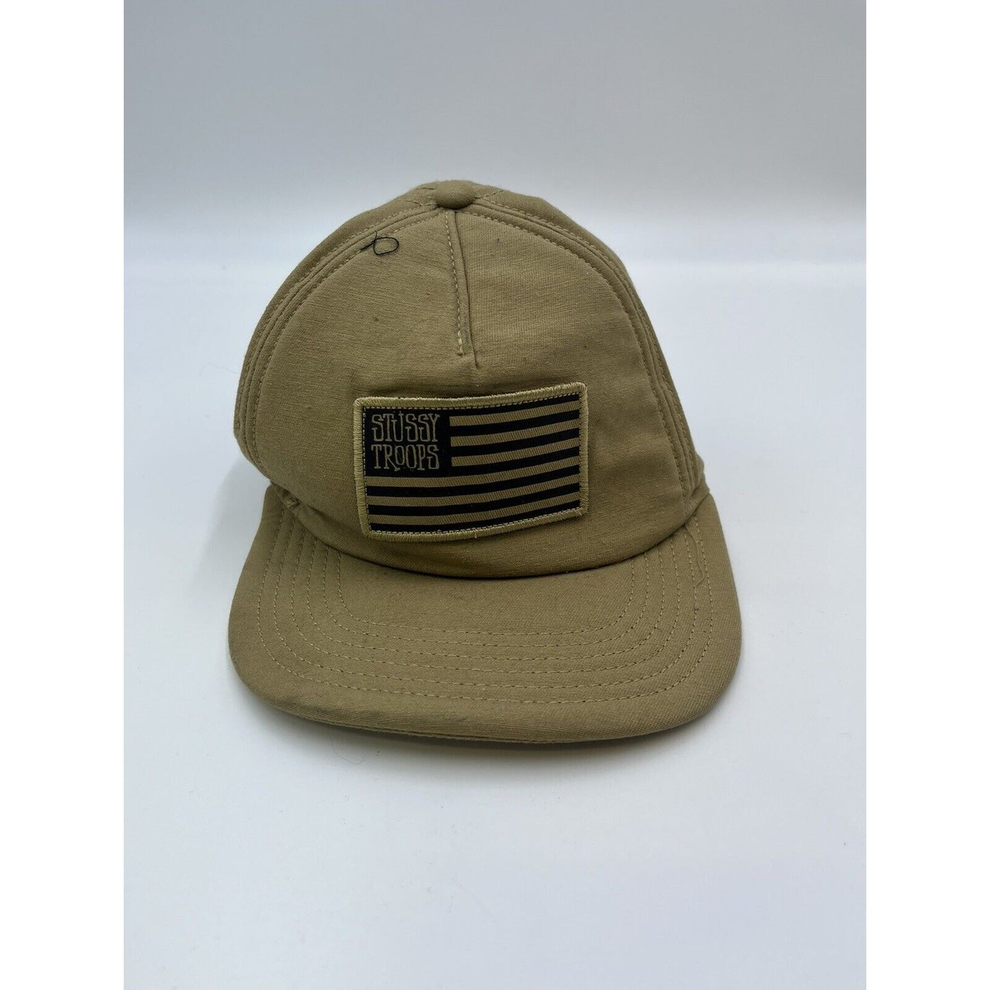 90s Stussy Brown SnapBack - American flag, brown/camo color UNISEX Military