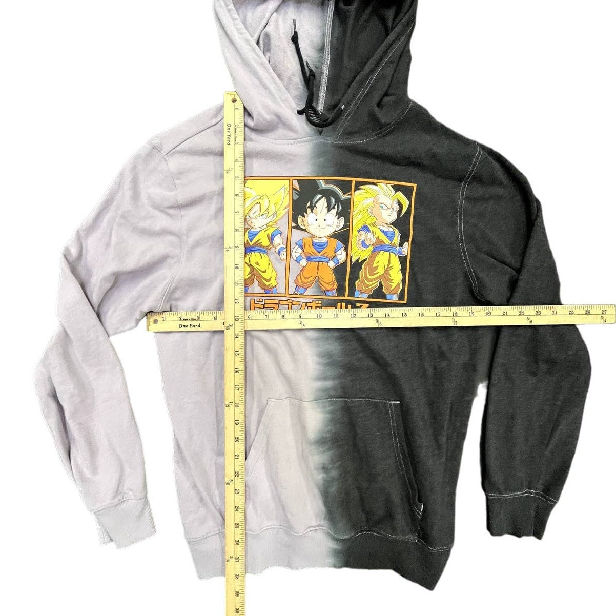 Dragon Ball Z Hoodie Pullover Charcoal Gray/Black cotton Blend Large