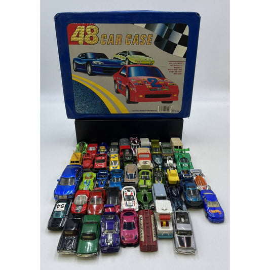 Tara Toy Blue 48 Car Case Deluxe Including Huge Lot Vintage Variety Hot Wheels toy