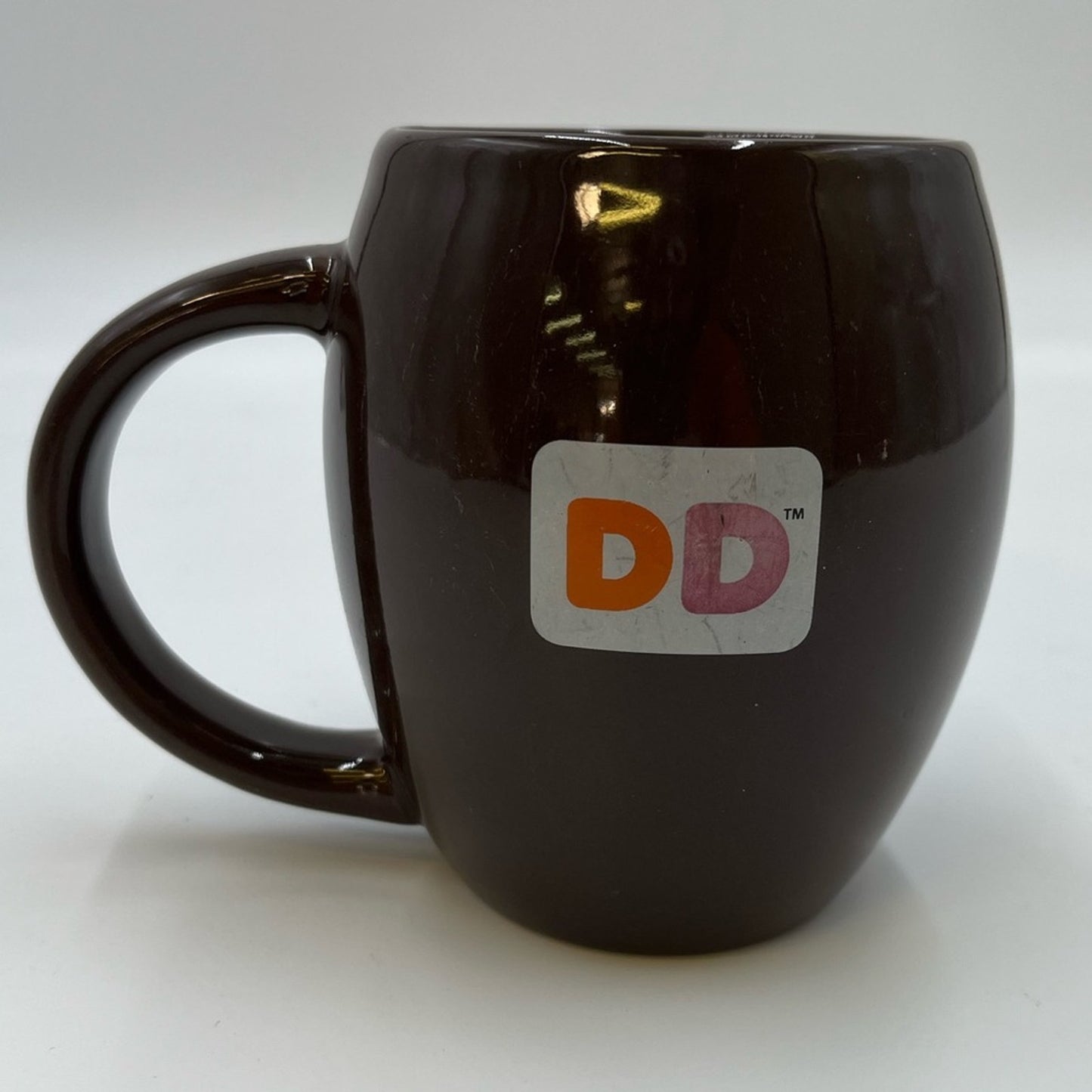 Dunkin Donuts brown rounded coffee tea mug