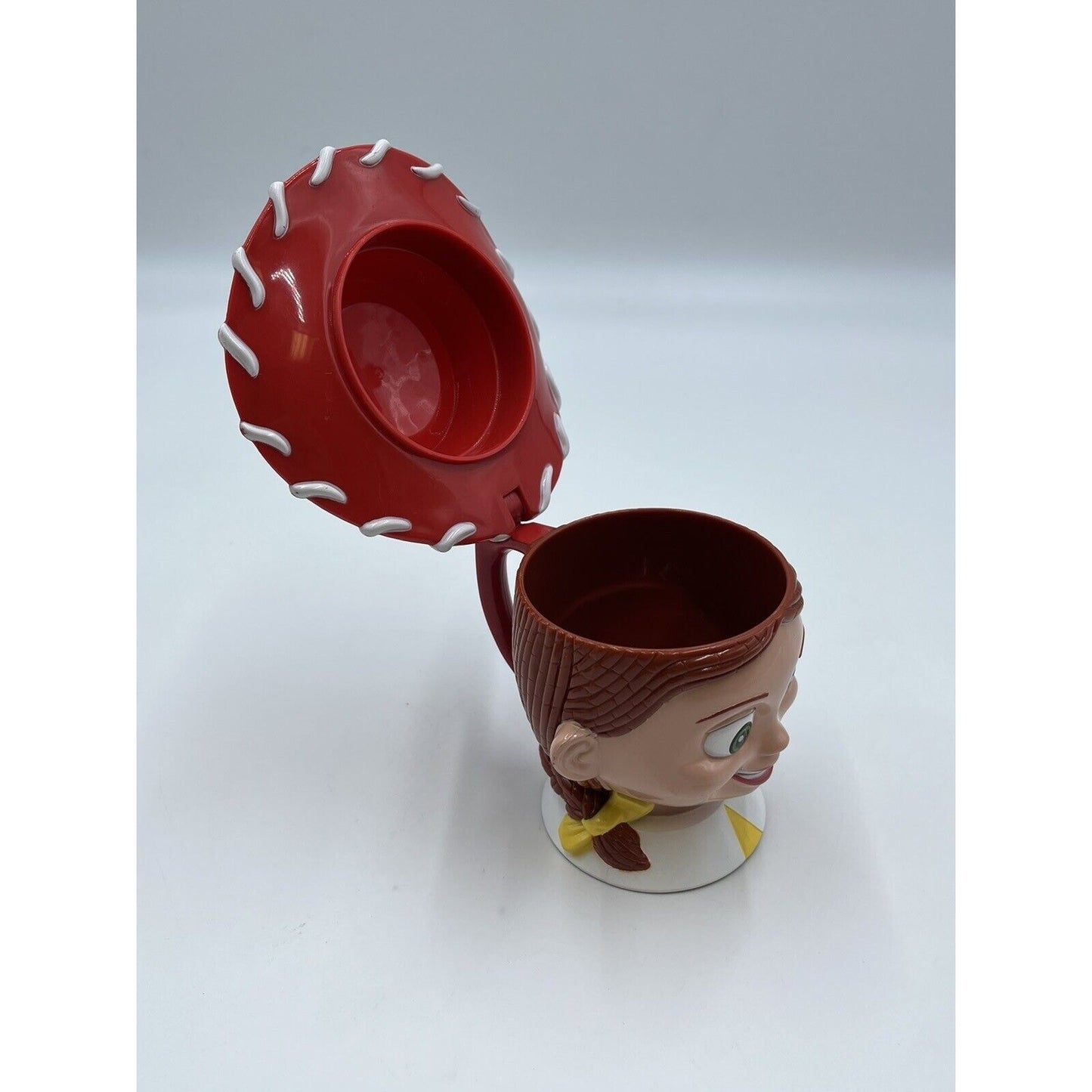 Toy Story JESSIE Mug Disney On Ice Plastic Flip Top Cup w Lid Cowgirl Hat Pixar.