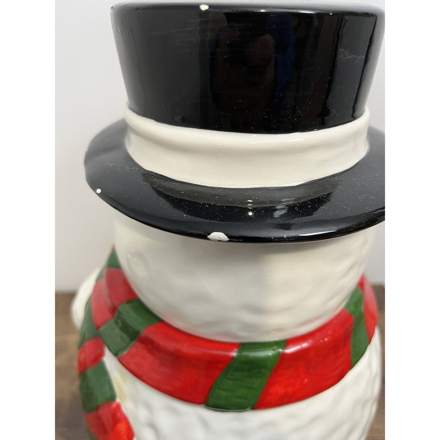 VINTAGE Celebrate The Season Ceramic Snowman Cookie Jar Christmas Holiday Decor