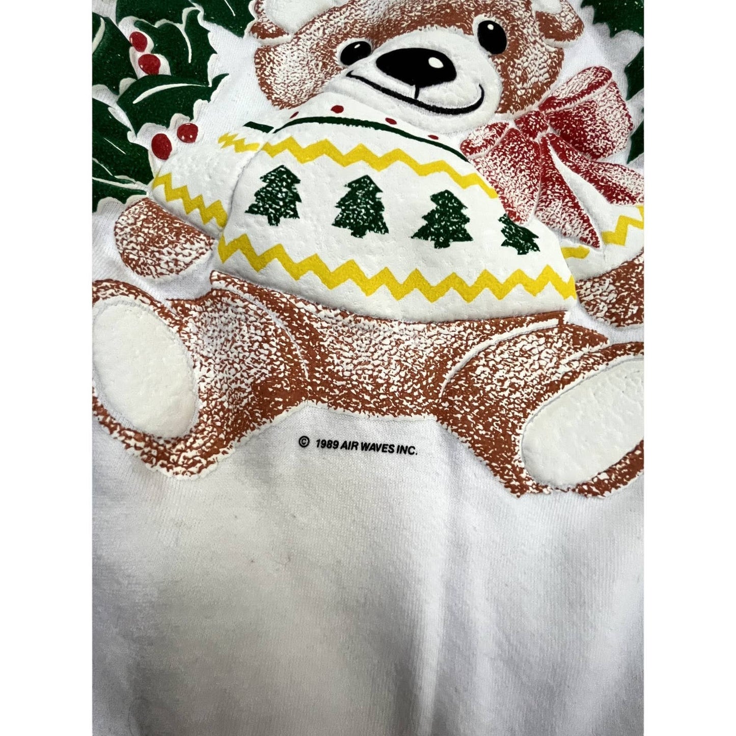 Vintage 1989 Single Stitch Christmas/Holiday Teddy Bear Sweatshirt  L