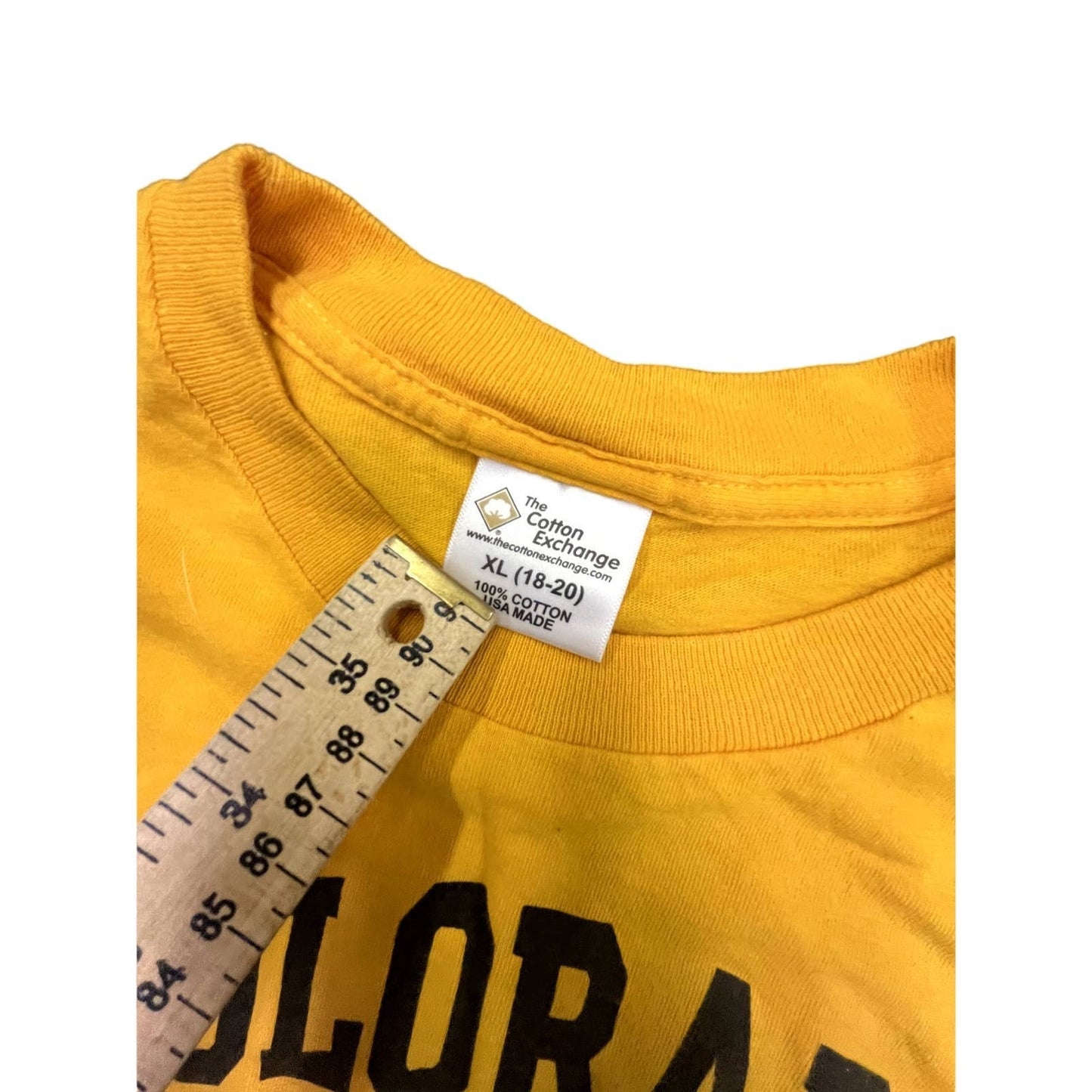 Youth Vtg/90s University Colorado Cotton Exchange Yellow T-Shirt Sz XL